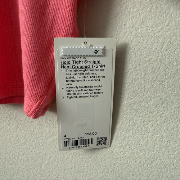 NWT Lululemon Hold Tight Cropped T-Shirt Sakura Pink Size 4 - Picture 4 of 6